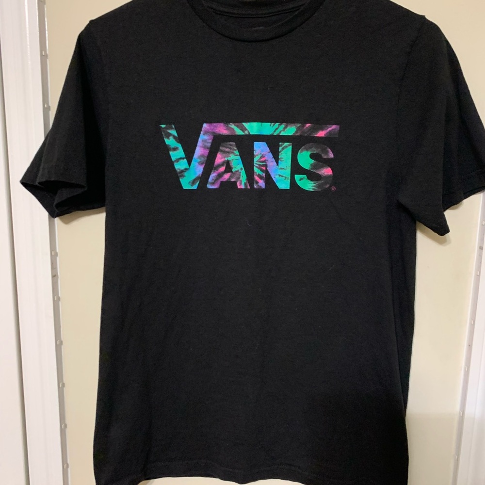 Vans Black Tee with Multicolor Logo